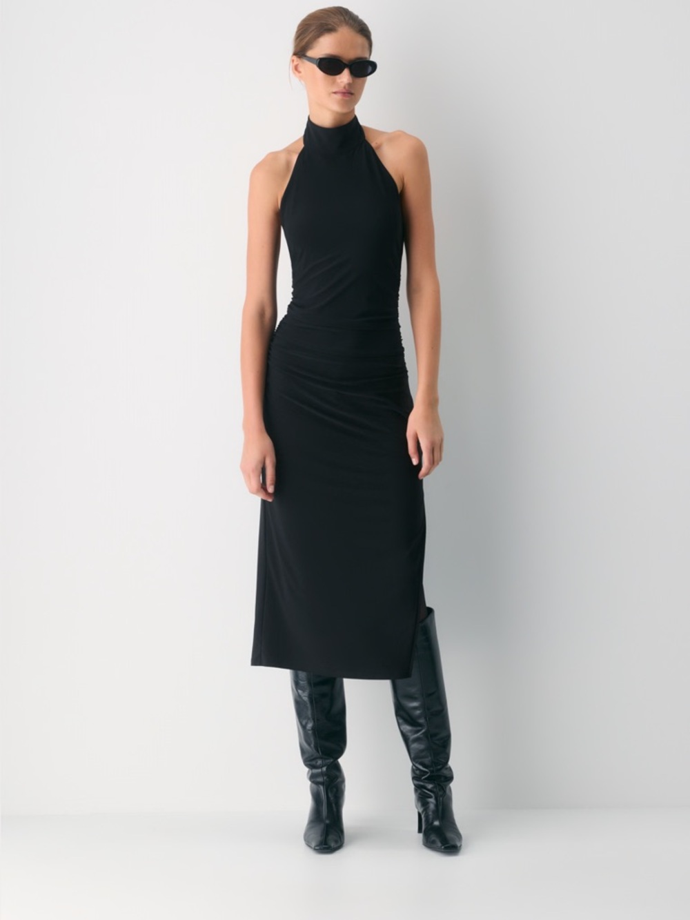 Aritzia smooth matter remedy halter dress black XS